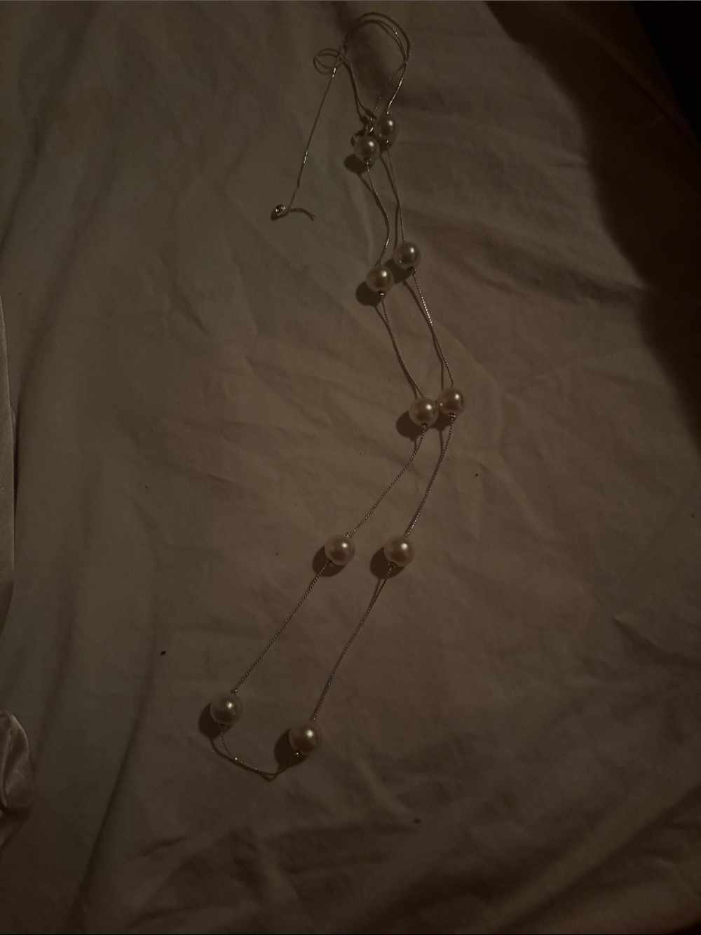Elegant White Pearl Station Necklace - Unbranded